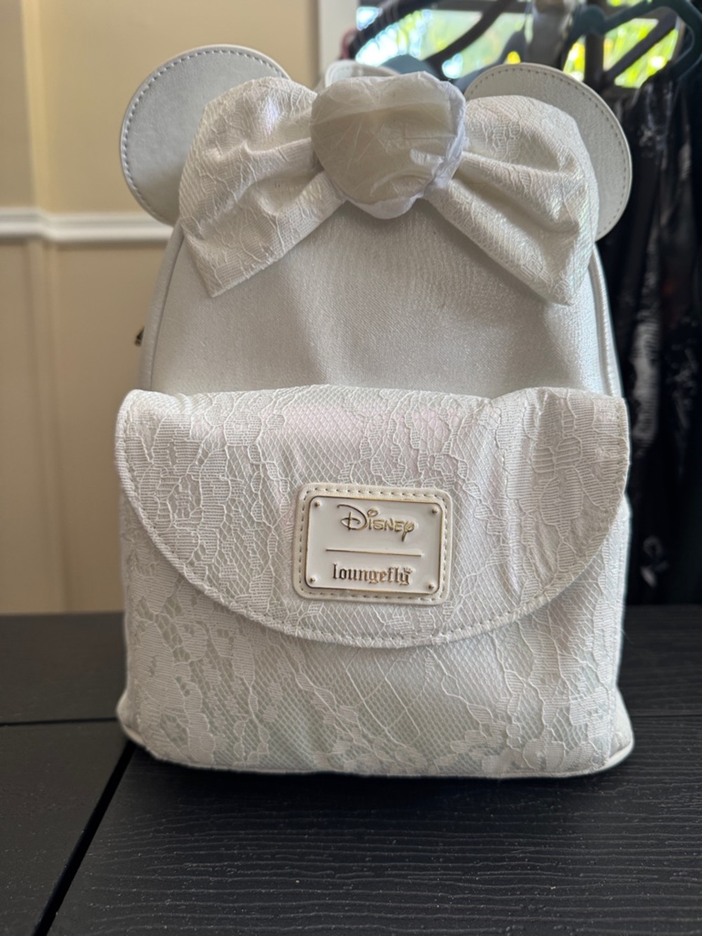 Loungefly White Lace Minnie Ear Mini Backpack